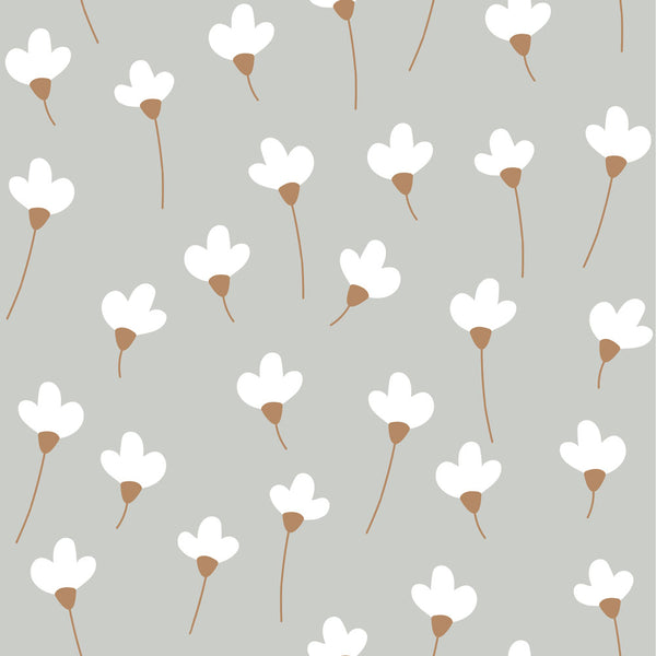Dekornik kinderkamerbehang daisies madeliefjes grijs