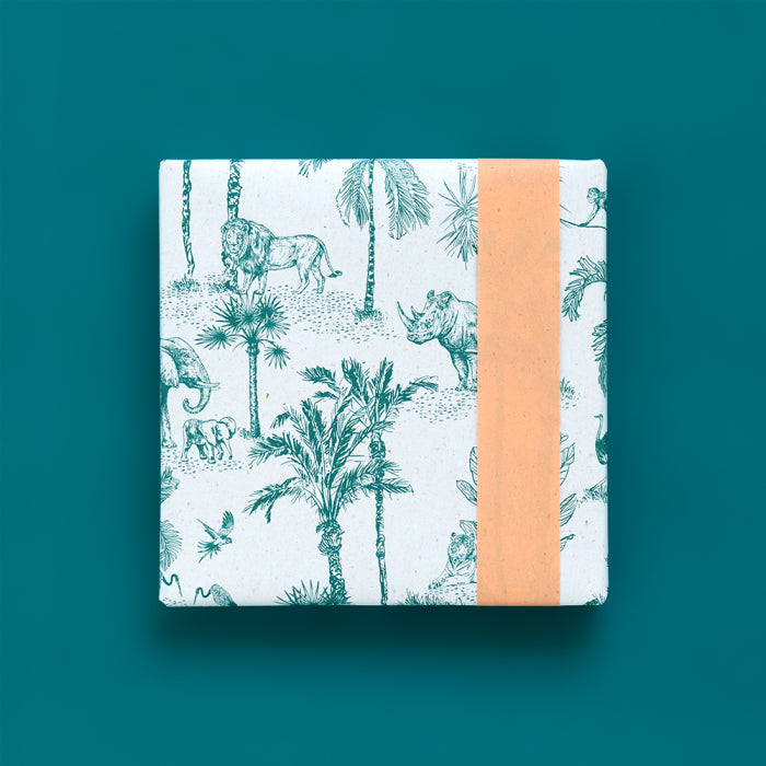 House of Products inpakpapier vintage jungle jade blauw