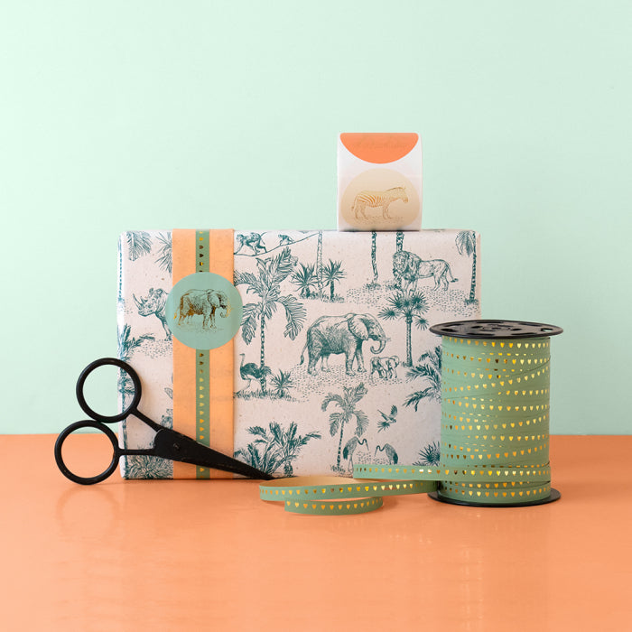 House of Products inpakpapier vintage jungle jade blauw