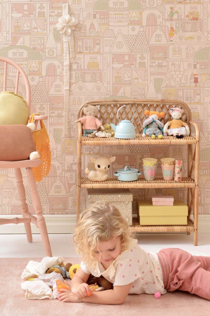 Majvillan kinderbehang dollhouse poppenhuis voor de kinderkamer