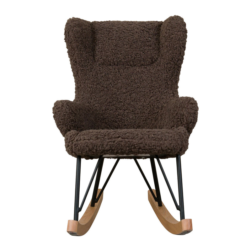 Quax schommelstoel voor kinderen in teddy stof bison bruin