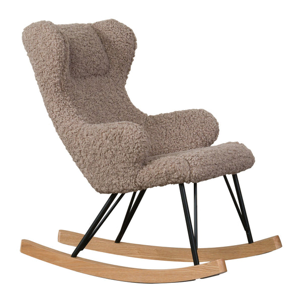 Quax schommelstoel voor kinderen in teddy stof stone