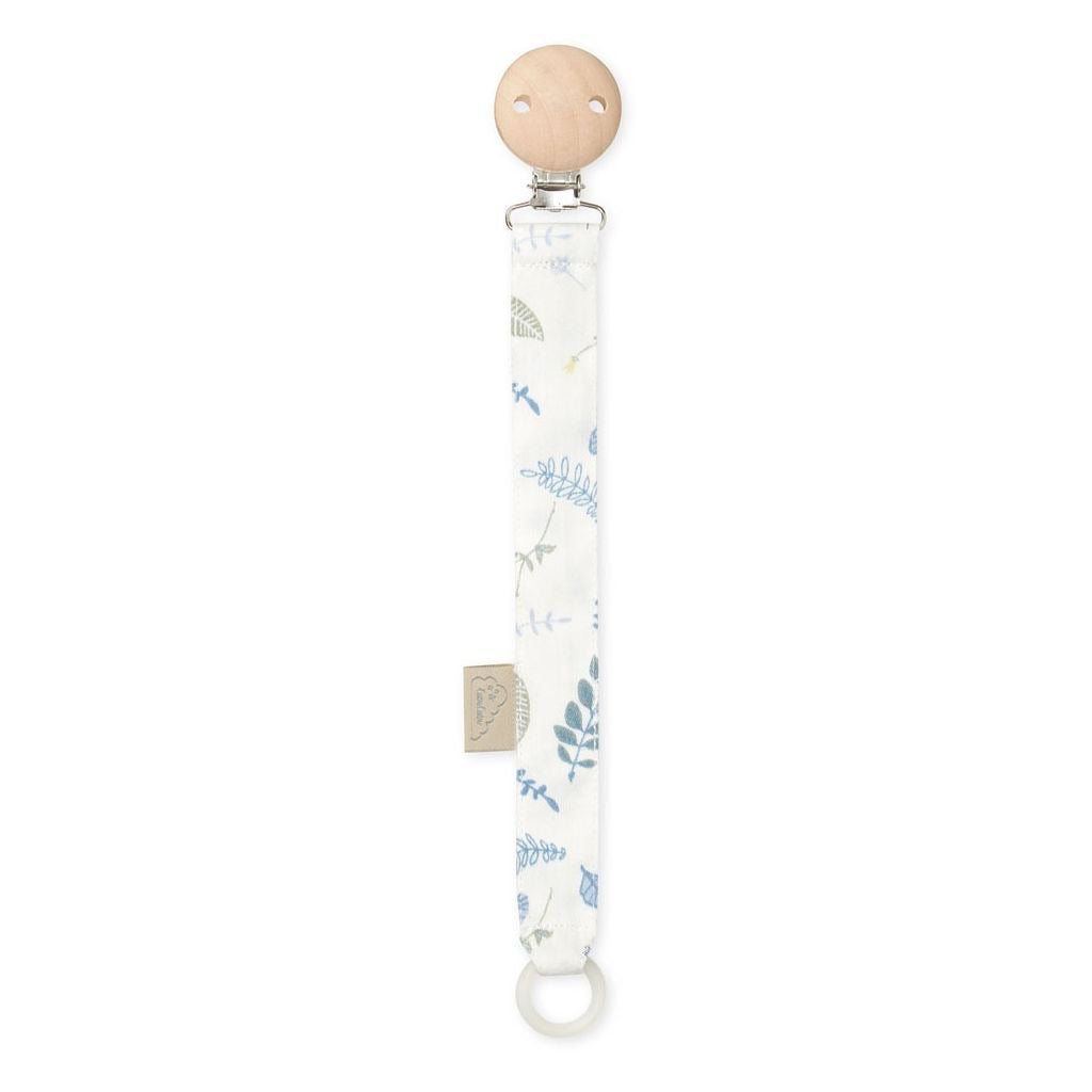 CamCam Pacifier Clip Pressed Leaves Blue